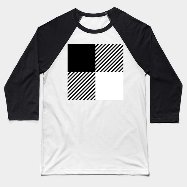 Squares and black bars Baseball T-Shirt by Kacarrot